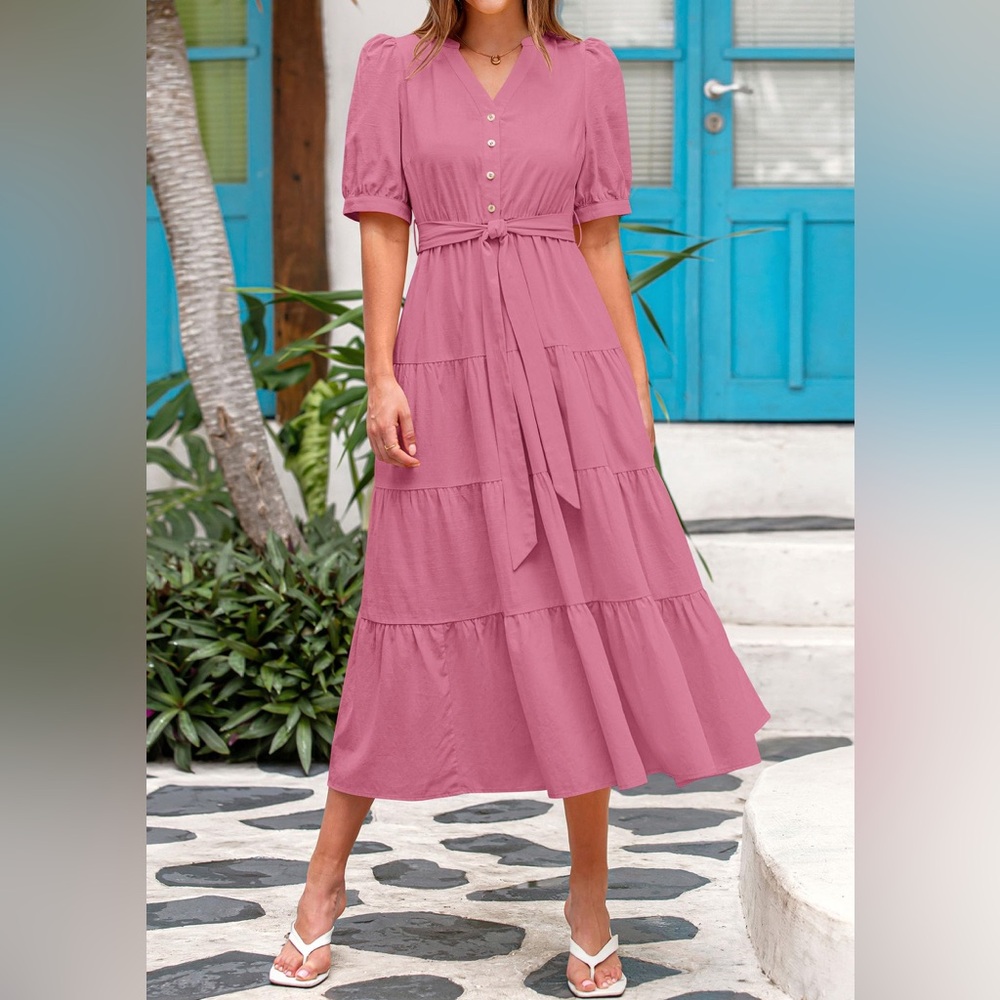 Pretty garden pink Midi Dress
